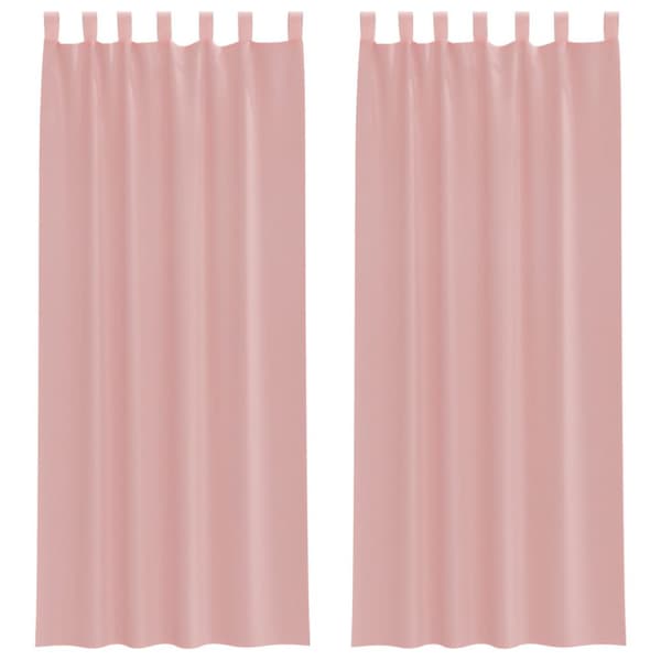 Voile gardiner med stångfickor 2 st rosa
