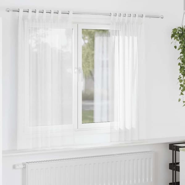 Voile gardiner med stångfickor 2 st vit