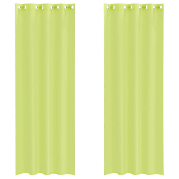 Voile gardiner med genomföringar 2 st äppelgrön 140x260 cm