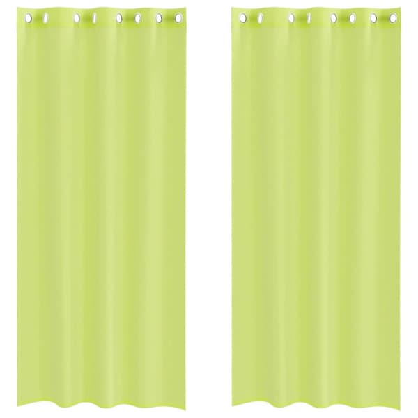 Voile gardiner med genomföringar 2 st äppelgrön 140x225 cm