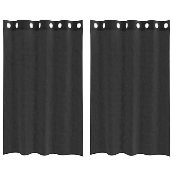 Voile gardiner med genomföringar 2 st svart 140x175 cm
