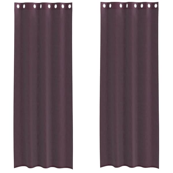Voile gardiner med genomföringar 2 st lila 140x300 cm