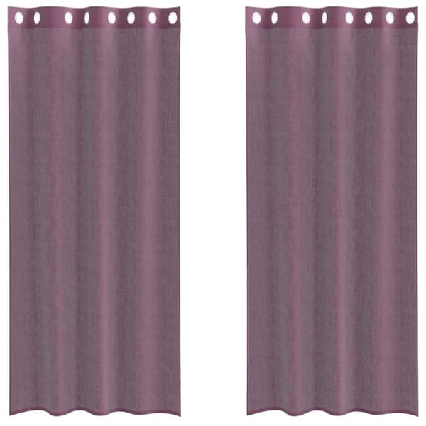 Voile gardiner med genomföringar 2 st lila 140x245 cm