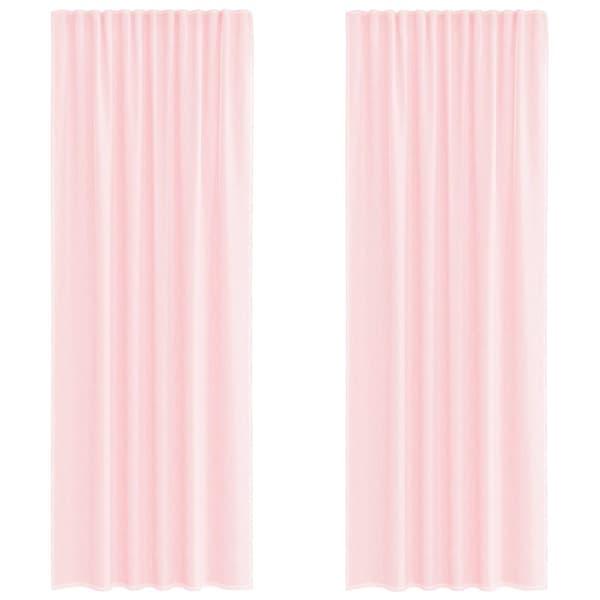 Voile gardiner med öglor 2 st ljusrosa 140x260 cm