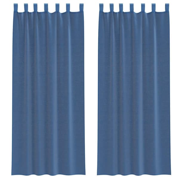 Voile gardiner med öglor 2 st kungsblå 140x260 cm