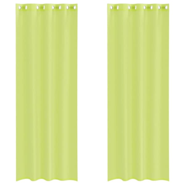 vidaXL Voile gardiner med genomföringar 2 st äppelgrön 140x260 cm