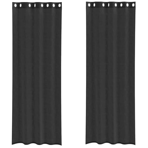 vidaXL voile-gardiner med øskner 2 stk. 140x300 cm sort