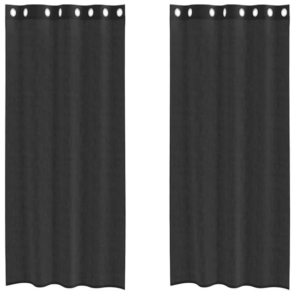 vidaXL voile-gardiner med øskner 2 stk. 140x225 cm sort