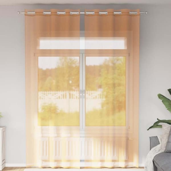 vidaXL voile-gardiner med øskner 2 stk. 140x260 cm orange