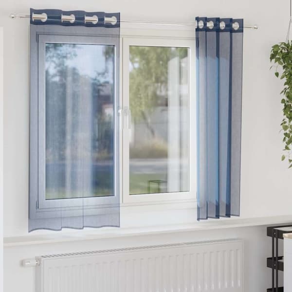 vidaXL Voile gardiner med grommets 2 stk kongeblå