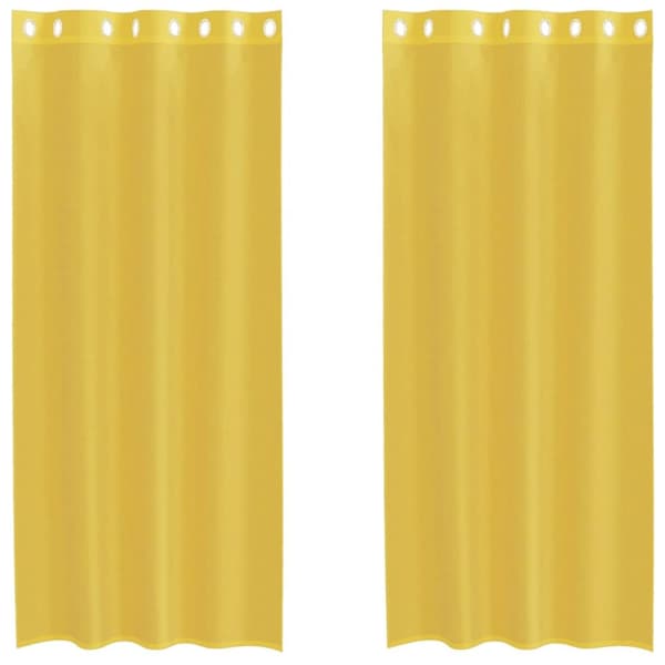 vidaXL voile-gardiner med øskner 2 stk. gul