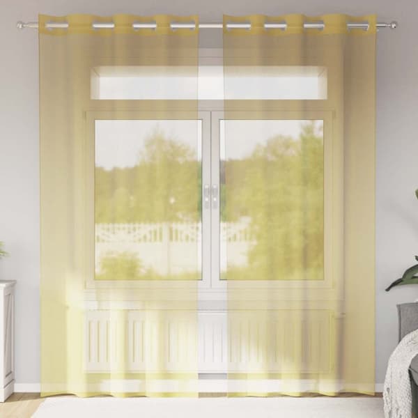 vidaXL Voile gardiner med genomföringar 2 st gul