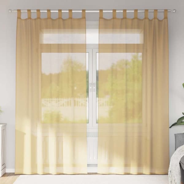 vidaXL voile-gardiner med stanglommer 2 stk sandfarvet