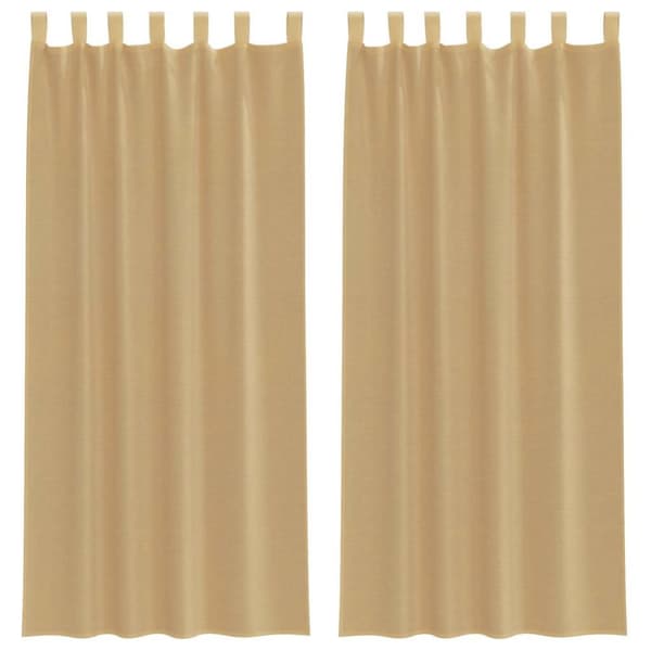 vidaXL Voile gardiner med stanglommer 2 stk sand