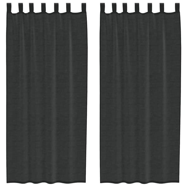 vidaXL Voile gardiner med stanglommer 2 stk svart