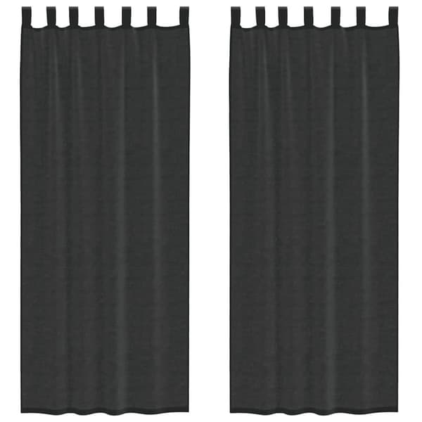 vidaXL Voile gardiner med stanglommer 2 stk svart