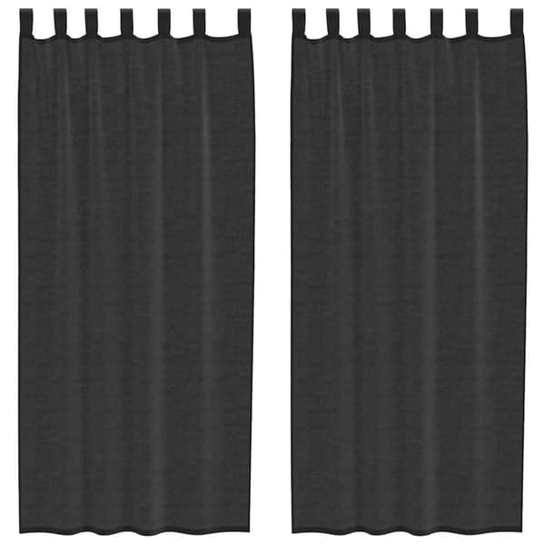 vidaXL Voile gardiner med stanglommer 2 stk svart