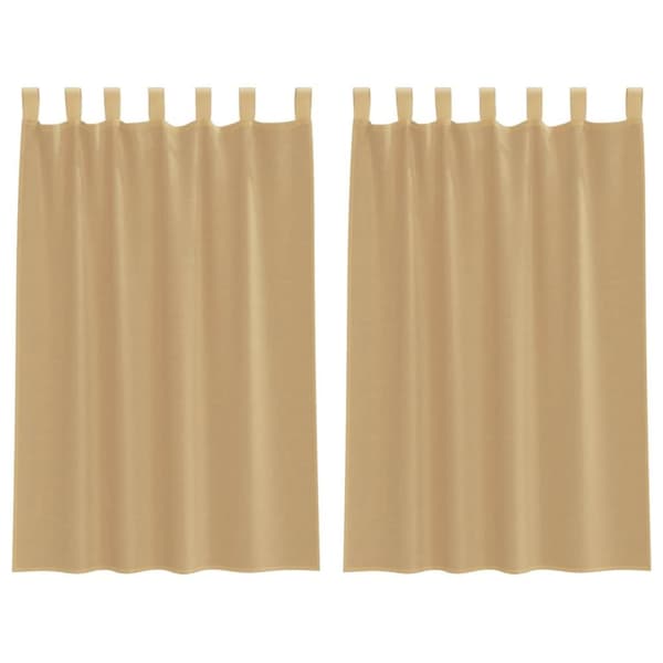 vidaXL Voile gardiner med stanglommer 2 stk sand
