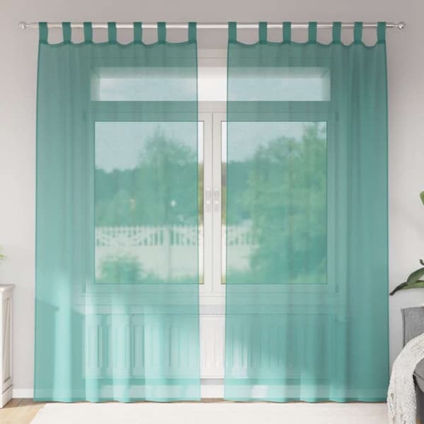 vidaXL Voile gardiner med stanglommer 2 stk turkis