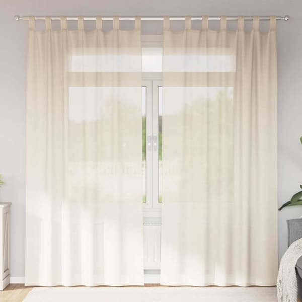 vidaXL voile-gardiner med fane i toppen 2 stk. cremefarvet