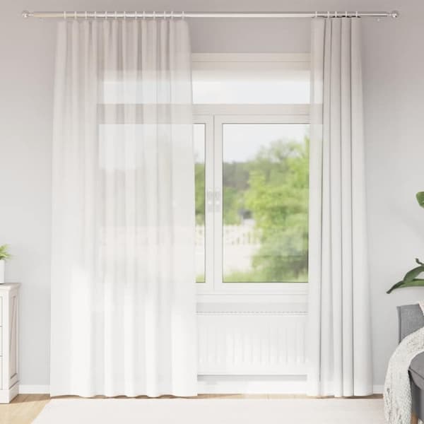 vidaXL voile-gardiner med stanglommer 2 stk hvid