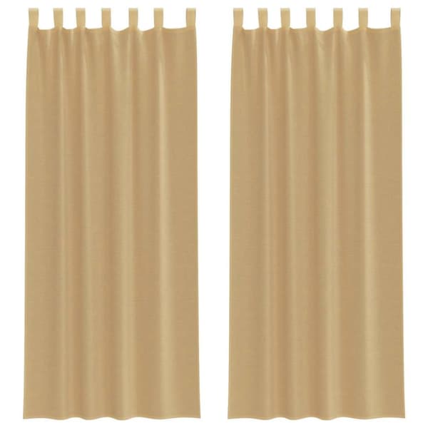 vidaXL Voile gardiner med stanglommer 2 stk sand