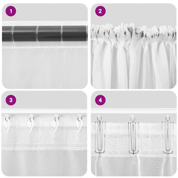 vidaXL voile-gardiner med stanglommer 2 stk hvid