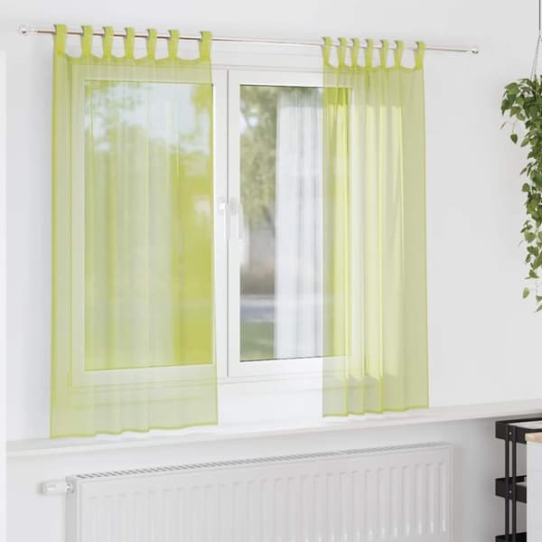 vidaXL Voile gardiner med fliktopp 2 st äppelgrön