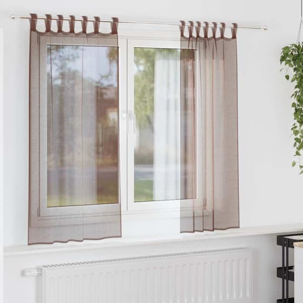 vidaXL Voilegardiner med fanetopp 2 stk brun