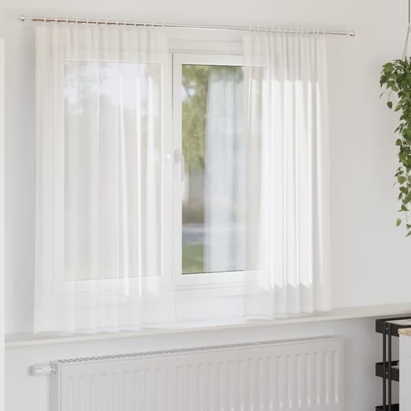 vidaXL Voile gardiner med stångfickor 2 st vit