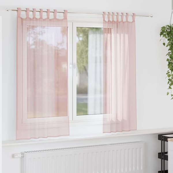 vidaXL voile-gardiner med løkker 2 stk. 140x140 cm lyserød