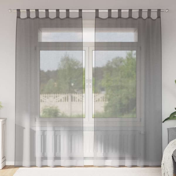 vidaXL Voilegardiner med hemper 2 stk mørkegrå 140x245 cm