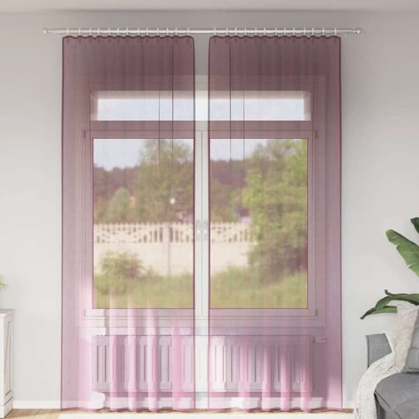 vidaXL Voile gardiner med öglor 2 st lila 140x260 cm