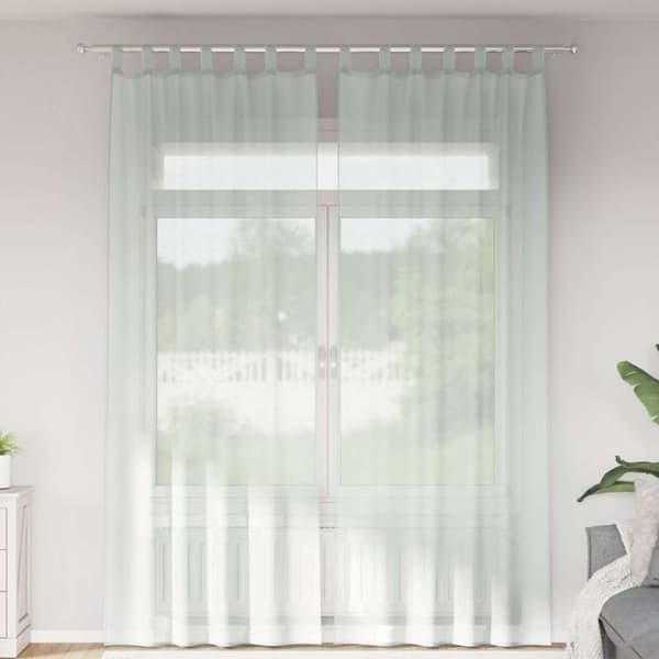 vidaXL Voile gardiner med öglor 2 st ljusgrå 140x260 cm