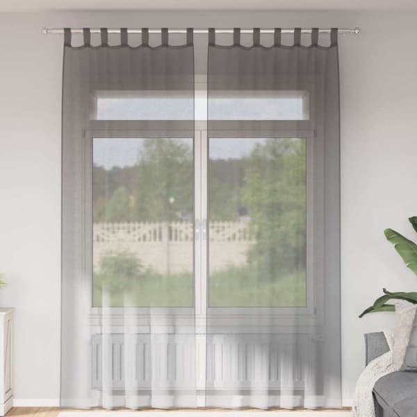 vidaXL Voile gardiner med öglor 2 st mörkgrå 140x260 cm