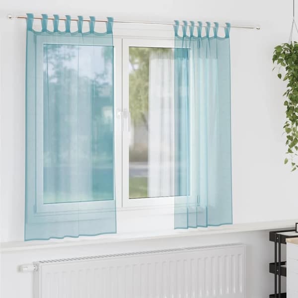 vidaXL voile-gardiner med løkker 2 stk. 140x175 cm turkis