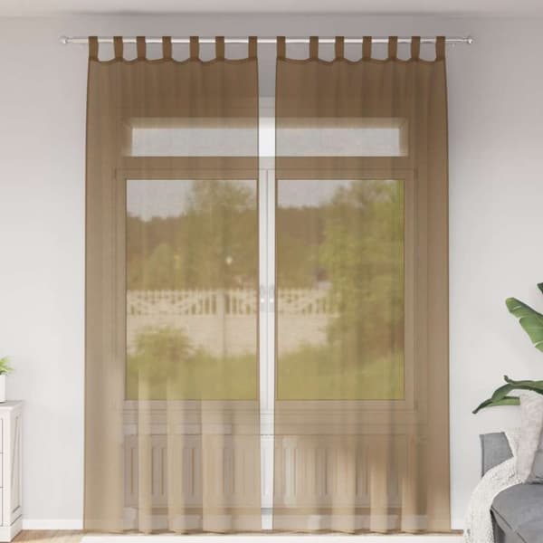 vidaXL voile-gardiner med løkker 2 stk. 140x260 cm lysebrun