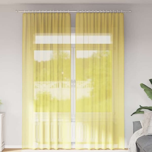vidaXL Voilegardiner med hemper 2 stk gul 140x260 cm
