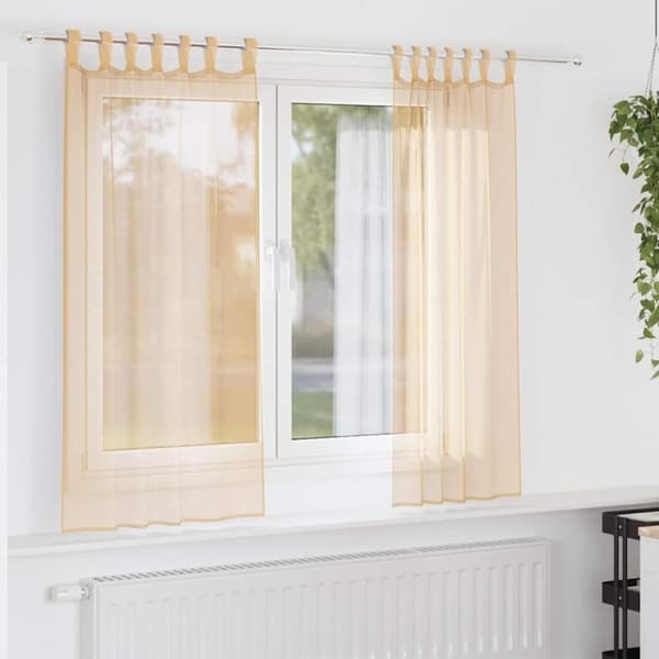 vidaXL voile-gardiner med løkker 2 stk. 140x175 cm sandfarvet