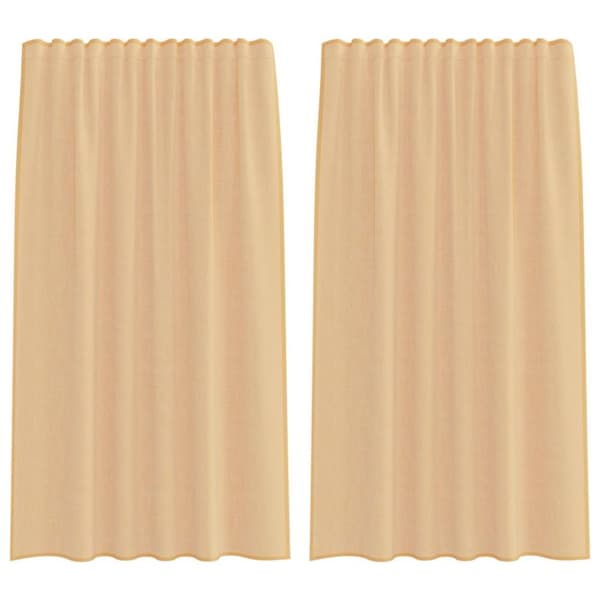 vidaXL voile-gardiner med løkker 2 stk. 140x175 cm sandfarvet