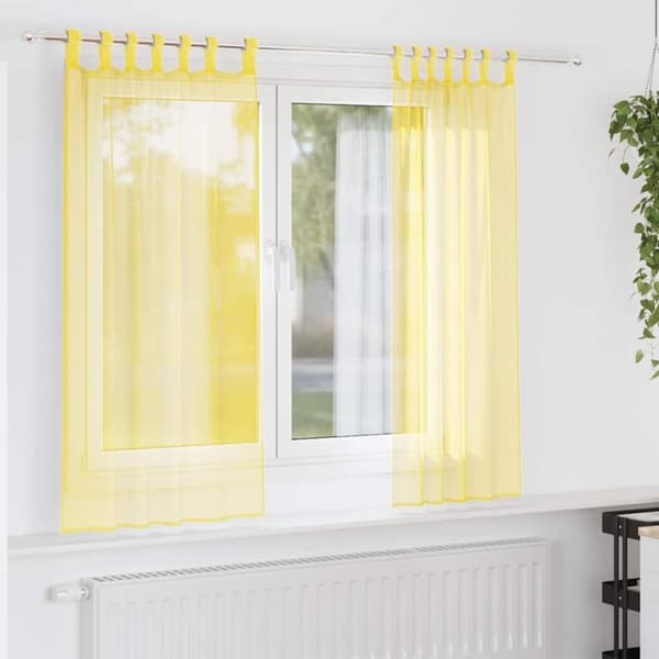 vidaXL voile-gardiner med løkker 2 stk. 140x175 cm gul