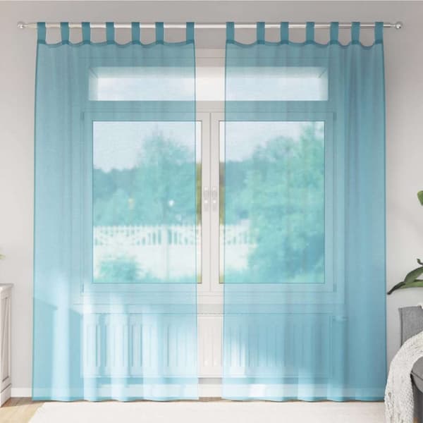 vidaXL Voilegardiner med hemper 2 stk turkis 140x225 cm