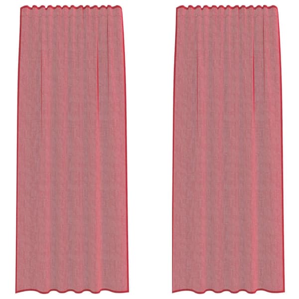 vidaXL Voilegardiner med hemper 2 stk vinrød 140x245 cm