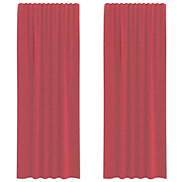 vidaXL Voilegardiner med hemper 2 stk vinrød 140x260 cm
