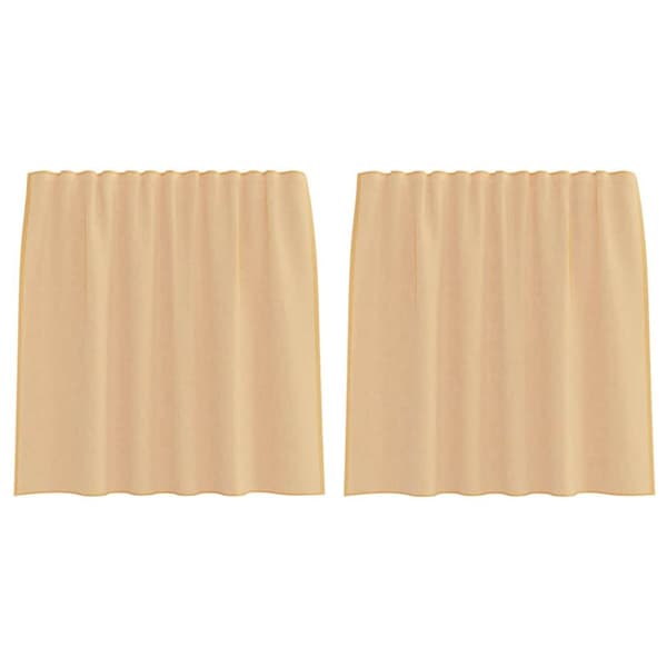 Voile gardiner med öglor 2 st sand 140x140 cm