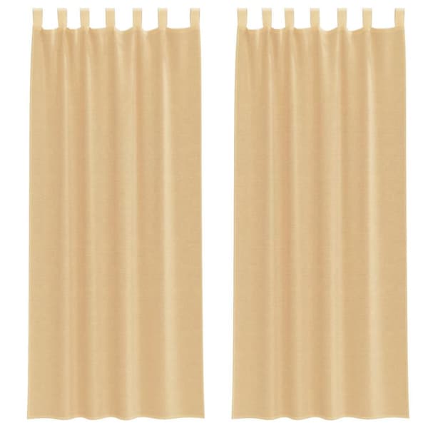 Voile gardiner med öglor 2 st sand 140x260 cm