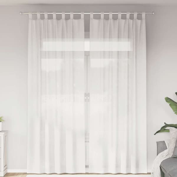 Voile gardiner med öglor 2 st vit 140x260 cm