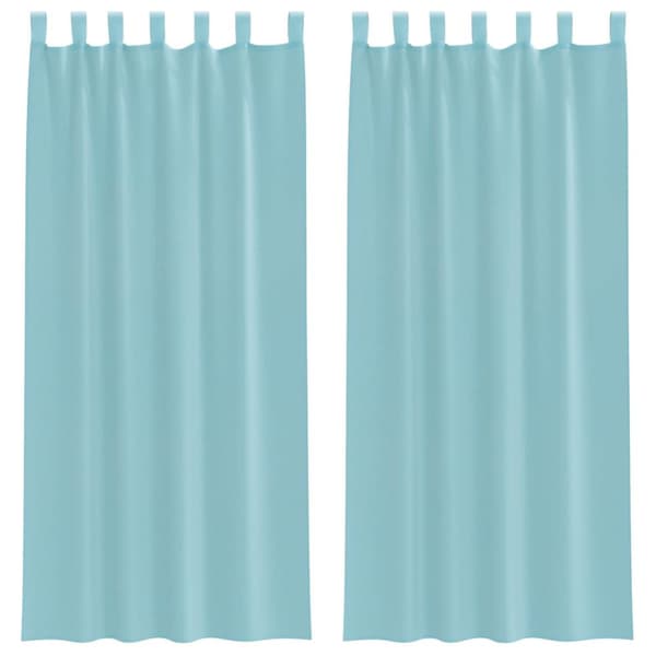Voile gardiner med öglor 2 st, turkos 140x225 cm