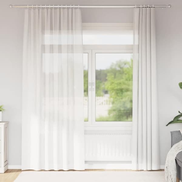 Voile gardiner med öglor 2 st vit 140x245 cm