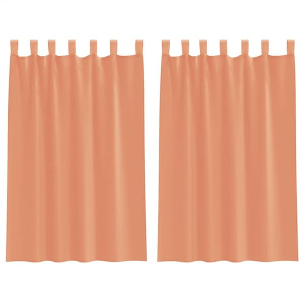Voile gardiner med öglor 2 st terrakotta 140x175 cm